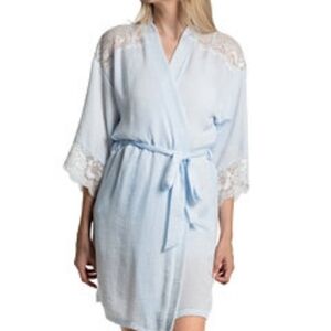 Linea Donatella Sky Blue Silk Lace Robe Numerous Sizes